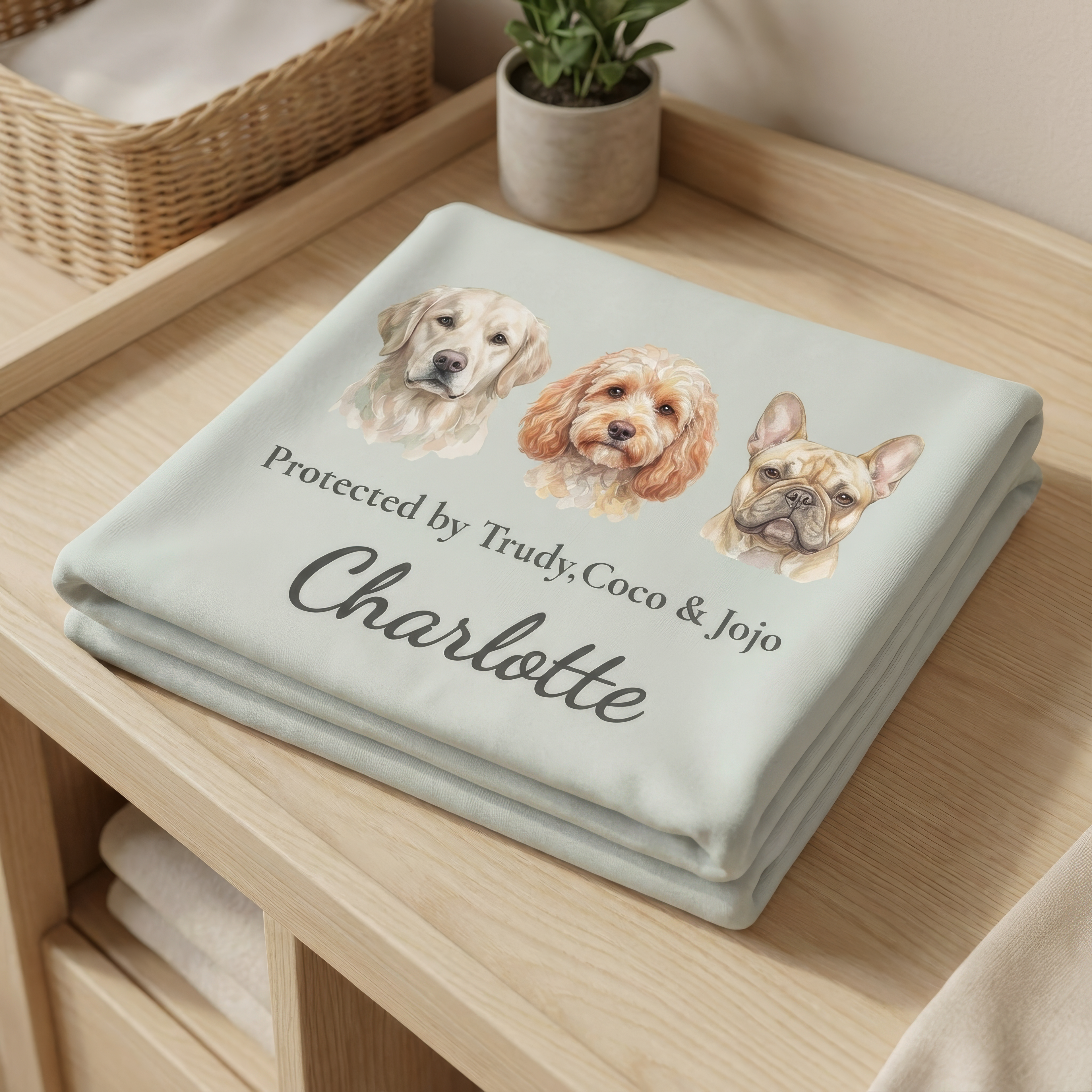 Personalized Baby Dog Name Gift • Custom Newborn Name Blanket • Baby &amp; Pet Announcement • Newborn Photo Prop • Baby Shower Gift