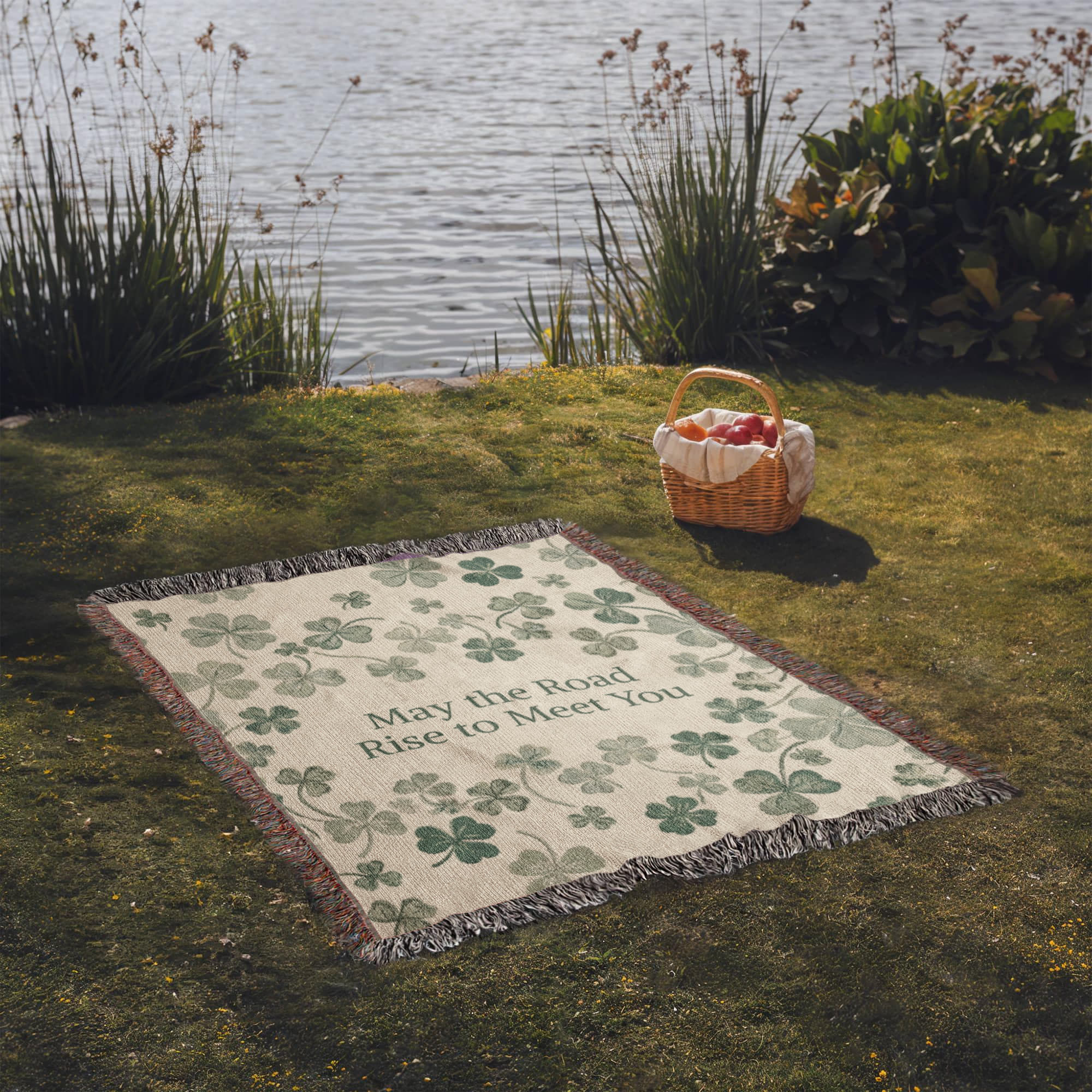 Irish Blessing Blanket  Gift| Shamrock Cotton Throw