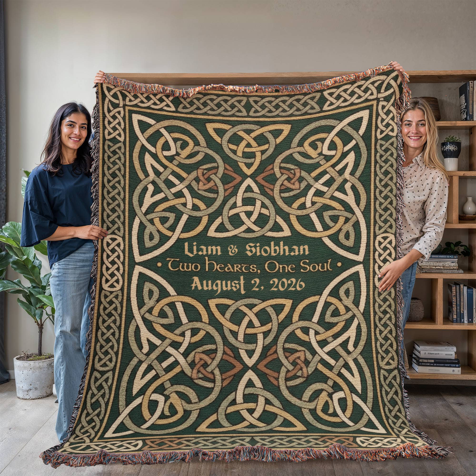 Personalized Celtic Wedding Blanket | Trinity Knot Cotton Throw