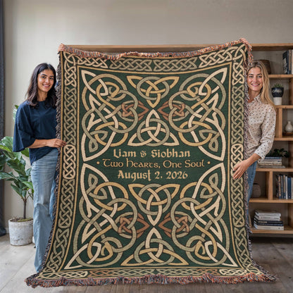 Personalized Celtic Wedding Blanket | Trinity Knot Cotton Throw