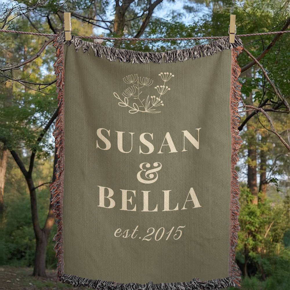Personalized Wedding and Anniversary Custom Woven Heirloom Blanket