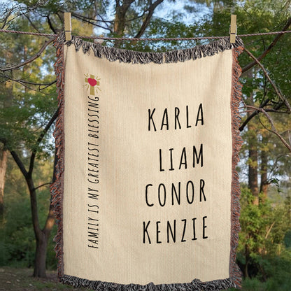 Personalized Family is My Greatest Blessing Woven Blanket