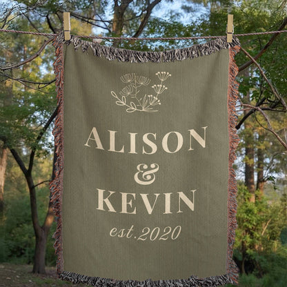 Personalized Wedding or Anniversary Heirloom Woven Blanket