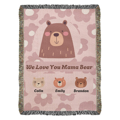 Mama Bear Personalized Woven Blanket