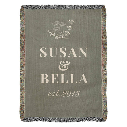 Personalized Wedding and Anniversary Custom Woven Heirloom Blanket
