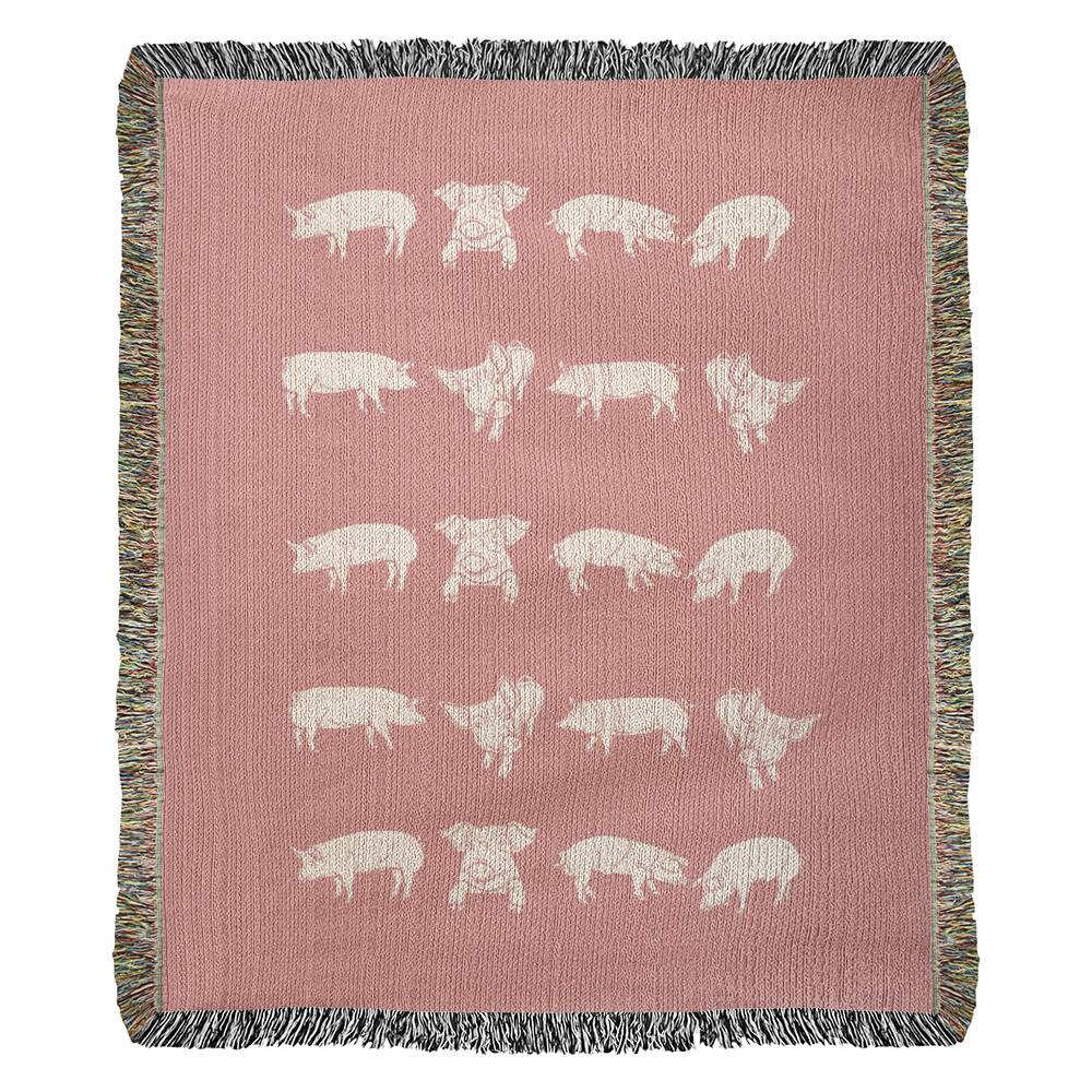 Pink Pig Heirloom Woven Blanket