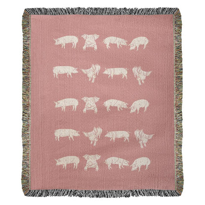 Pink Pig Heirloom Woven Blanket
