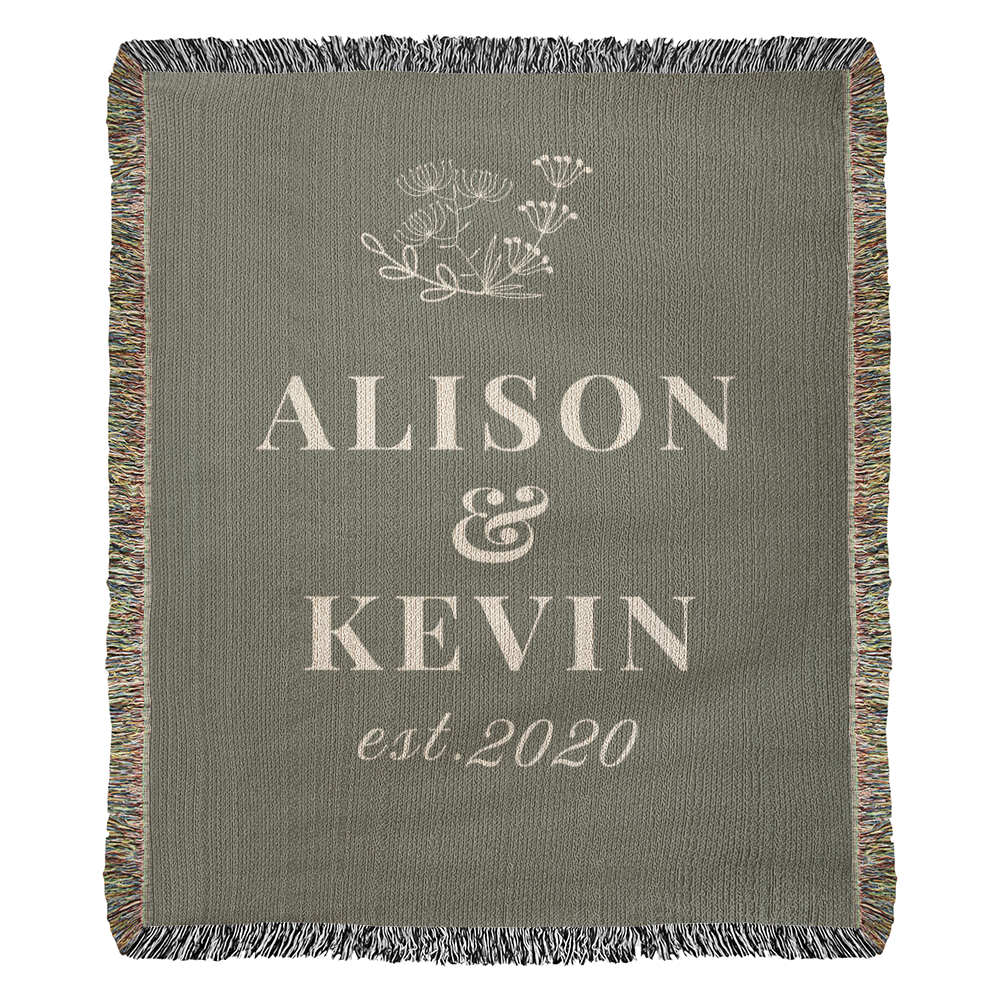 Personalized Wedding or Anniversary Heirloom Woven Blanket