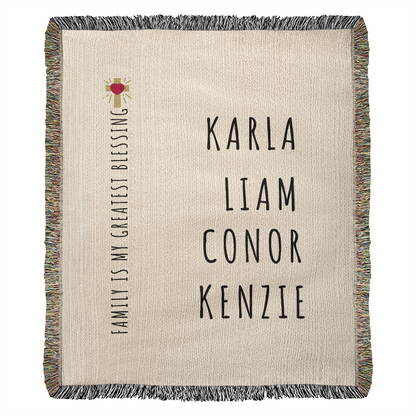 Personalized Family is My Greatest Blessing Woven Blanket