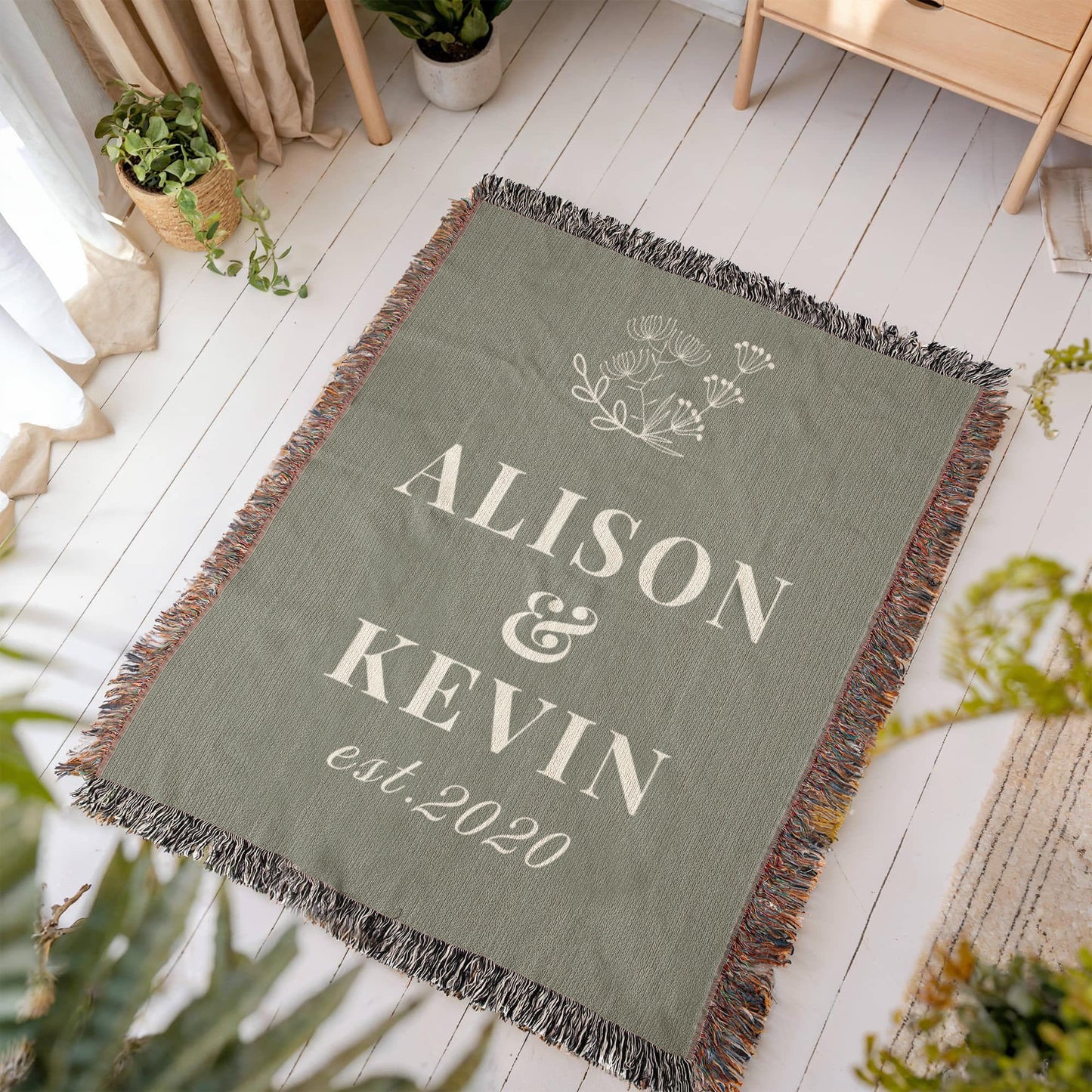 Personalized Wedding or Anniversary Heirloom Woven Blanket