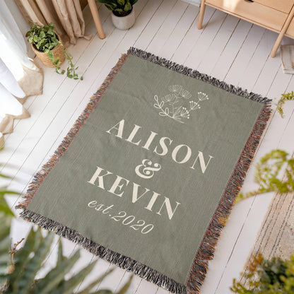Personalized Wedding or Anniversary Heirloom Woven Blanket