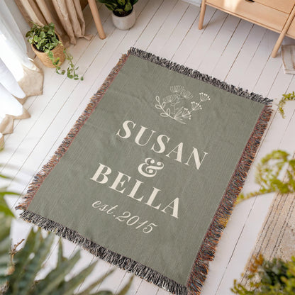 Personalized Wedding and Anniversary Custom Woven Heirloom Blanket