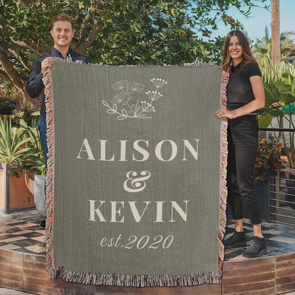 Personalized Wedding or Anniversary Heirloom Woven Blanket