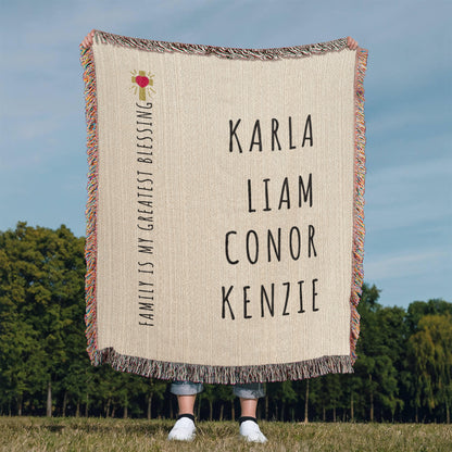 Personalized Family is My Greatest Blessing Woven Blanket