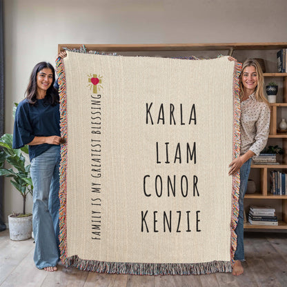 Personalized Family is My Greatest Blessing Woven Blanket