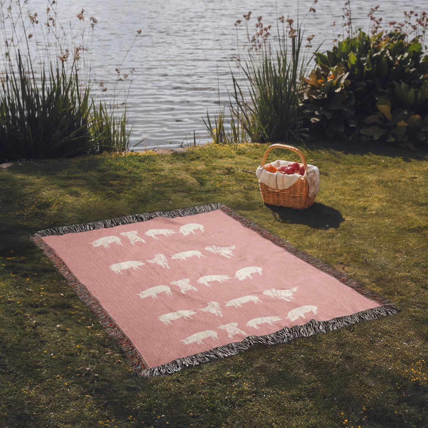 Pink Pig Heirloom Woven Blanket