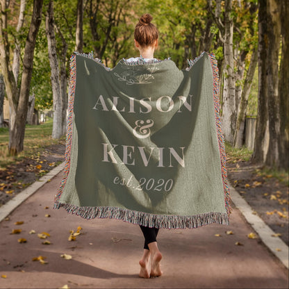 Personalized Wedding or Anniversary Heirloom Woven Blanket