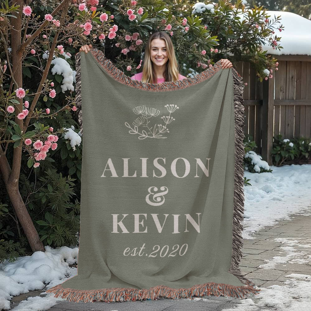 Personalized Wedding or Anniversary Heirloom Woven Blanket