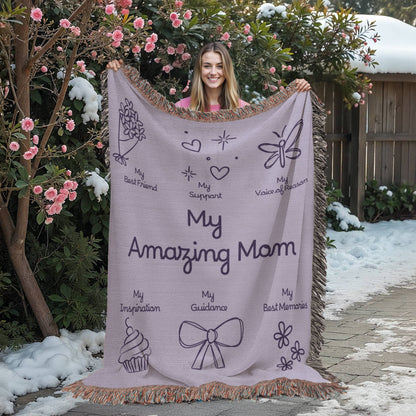 For My Mom Blanket | My Amazing Mom Cotton Throw