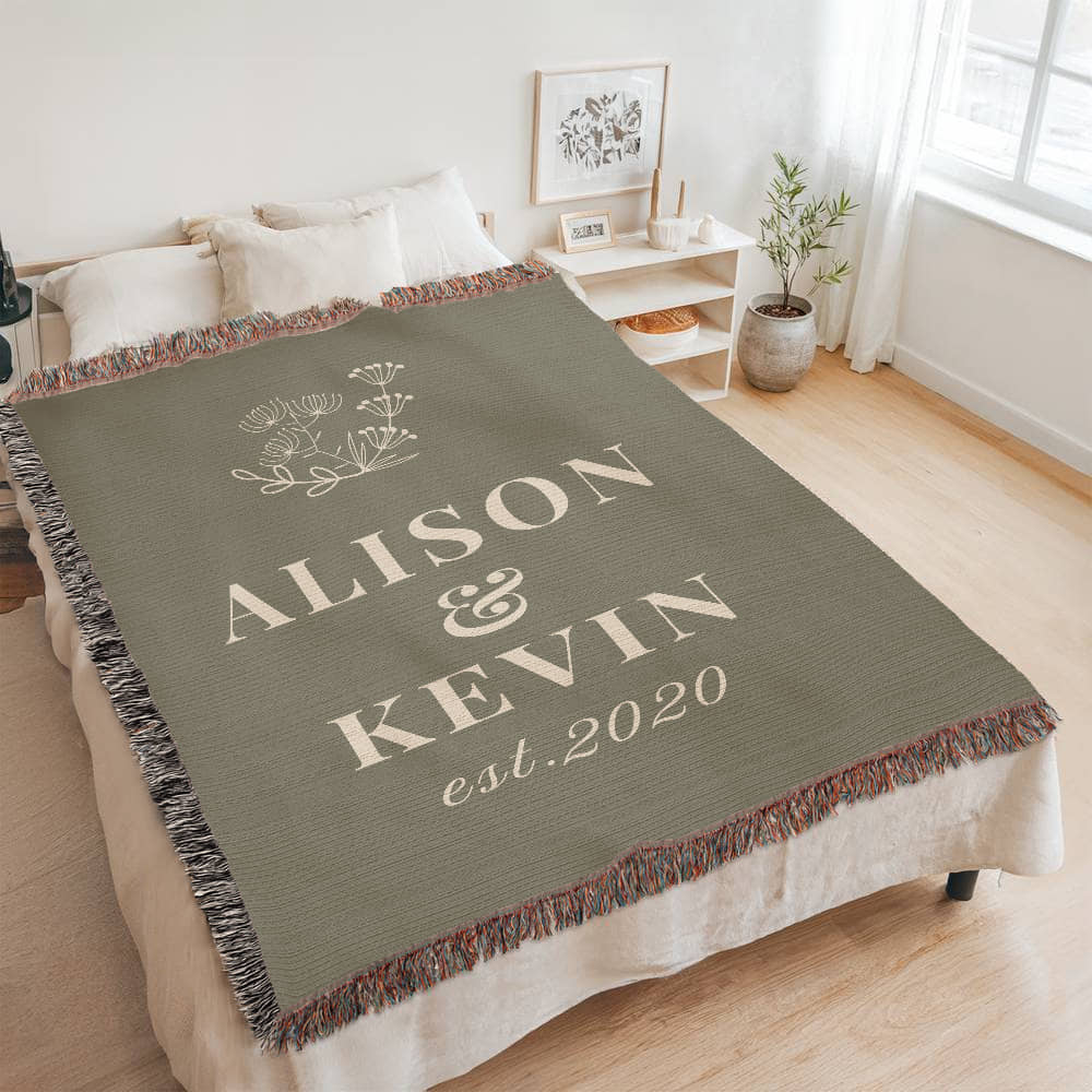 Personalized Wedding or Anniversary Heirloom Woven Blanket