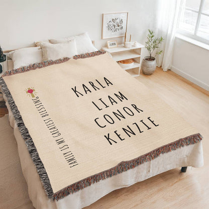 Personalized Family is My Greatest Blessing Woven Blanket