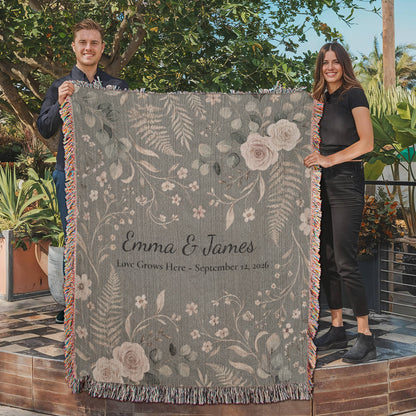 Personalized Floral Blanket