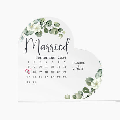 Personalized Wedding Gift - Married Calendar Acrylic Plaque