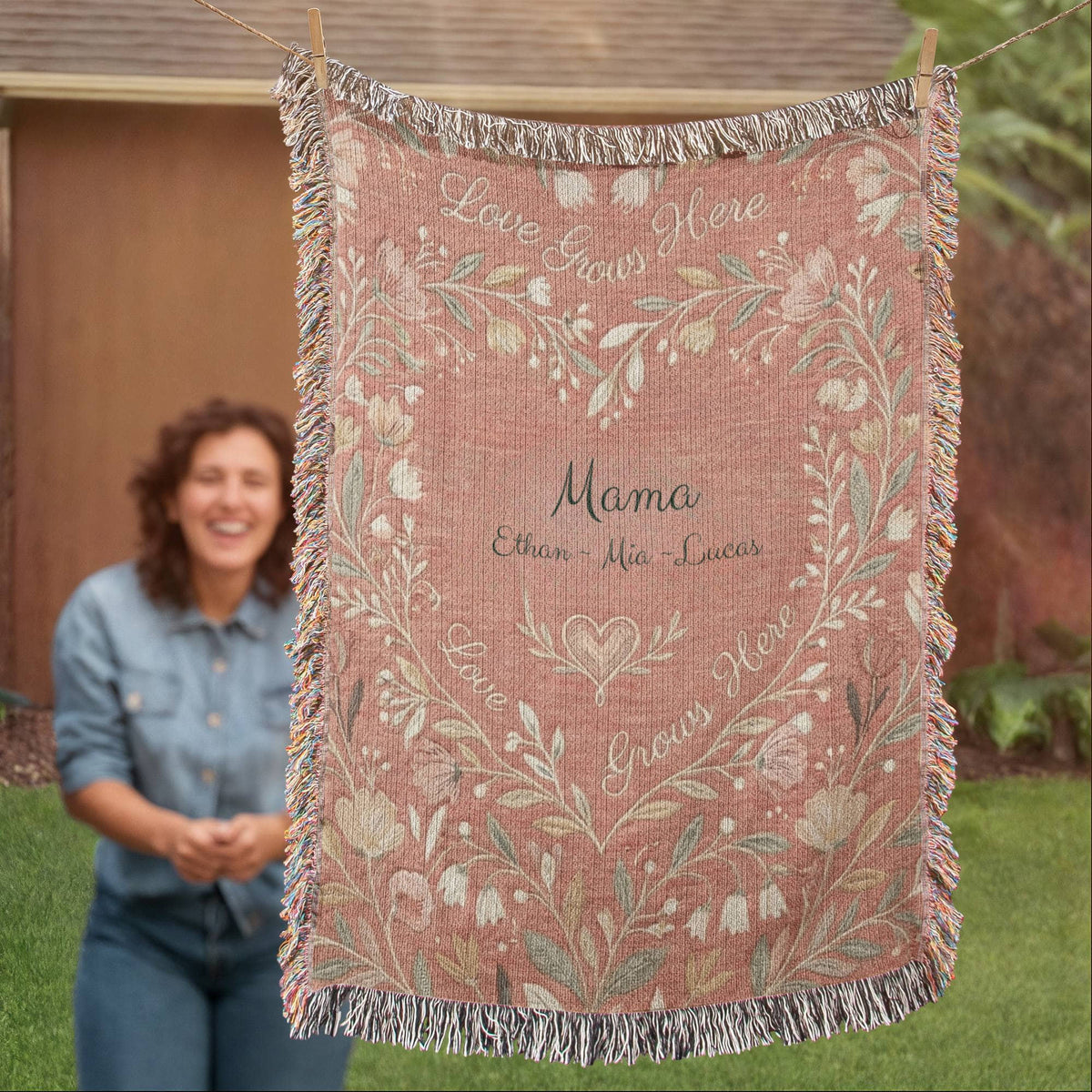 Personalized Mom Floral Blanket