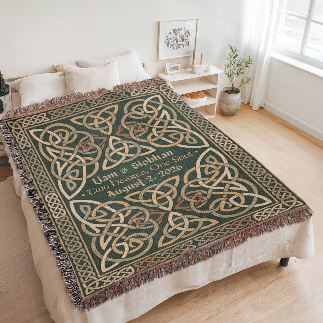 Personalized Celtic Wedding Blanket | Trinity Knot Cotton Throw
