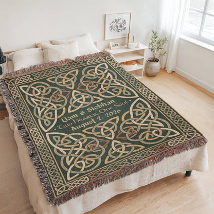 Personalized Celtic Wedding Blanket | Trinity Knot Cotton Throw