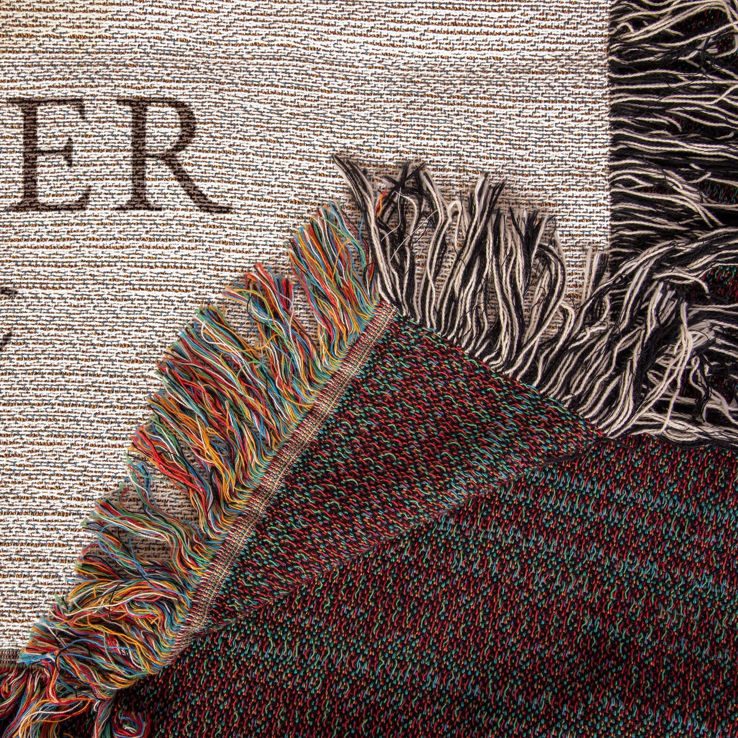 Protected By Dog Blanket | Custom Pet Baby Name Throw | Personalized Dog Breed Cotton | Nursery Guardian Gift | Heirloom Woven Fringe Blanket | New Baby Dog Gift