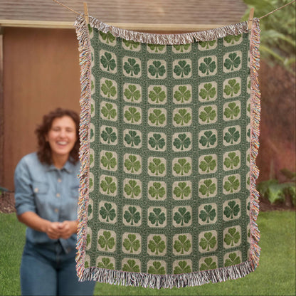 Shamrock Clover Blanket, woven blanket view 6 of 6