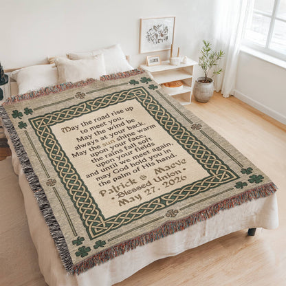 Personalized Irish Blessing Blanket | Celtic Knot Cotton Throw