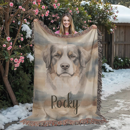 Personalized Dog Breed Blanket | Custom Pet Name Watercolor Throw