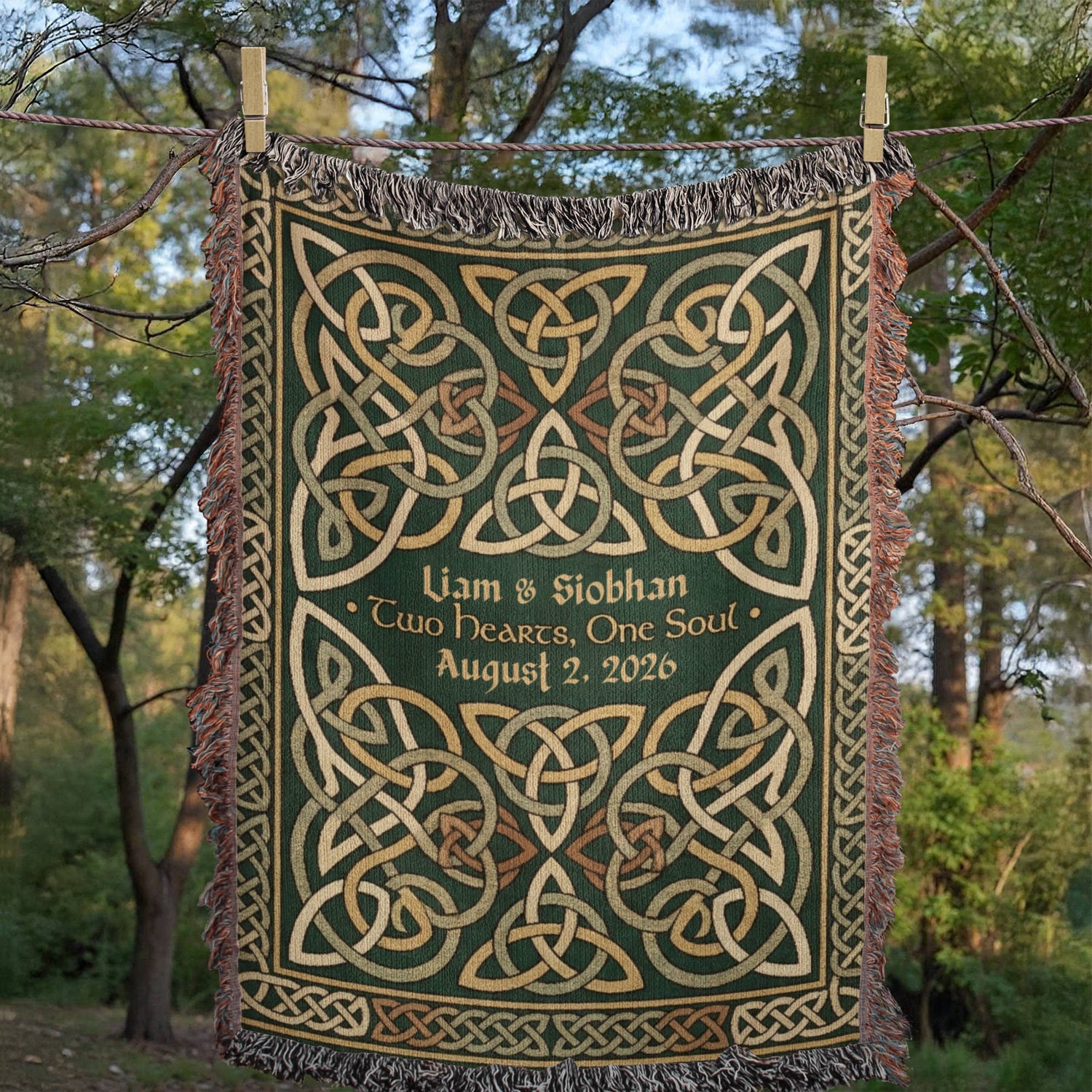 Personalized Celtic Wedding Blanket | Trinity Knot Cotton Throw