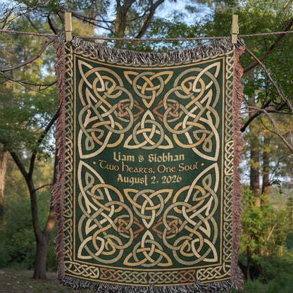 Personalized Celtic Wedding Blanket | Trinity Knot Cotton Throw