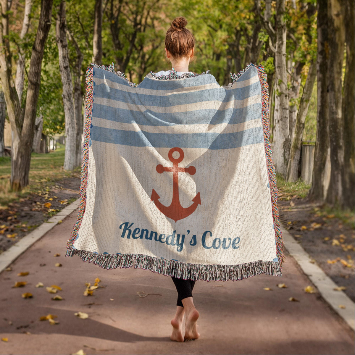 Personalized Nautical Blanket | Watercolor Anchor Cotton Throw