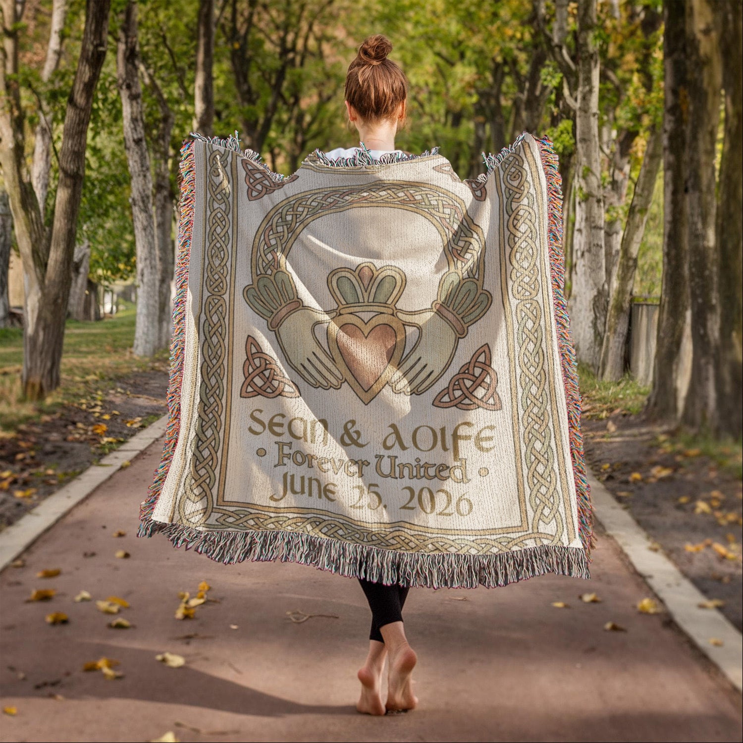 Personalized Irish Wedding Blanket | Claddagh Celtic Knot Cotton Throw
