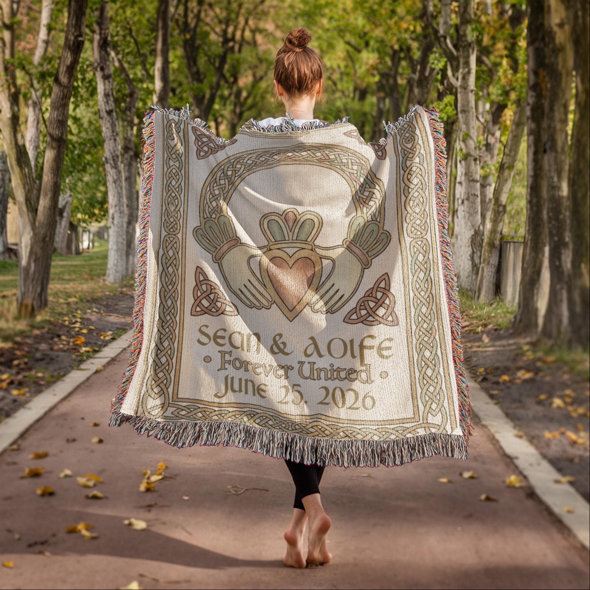 Personalized Irish Wedding Blanket | Claddagh Celtic Knot Cotton Throw