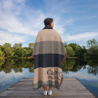 Custom City State Blanket | Cape Cod Throw | Personalized Place Cotton | Beach House Gift | Coastal Stripe Woven Blanket | Heirloom Throw