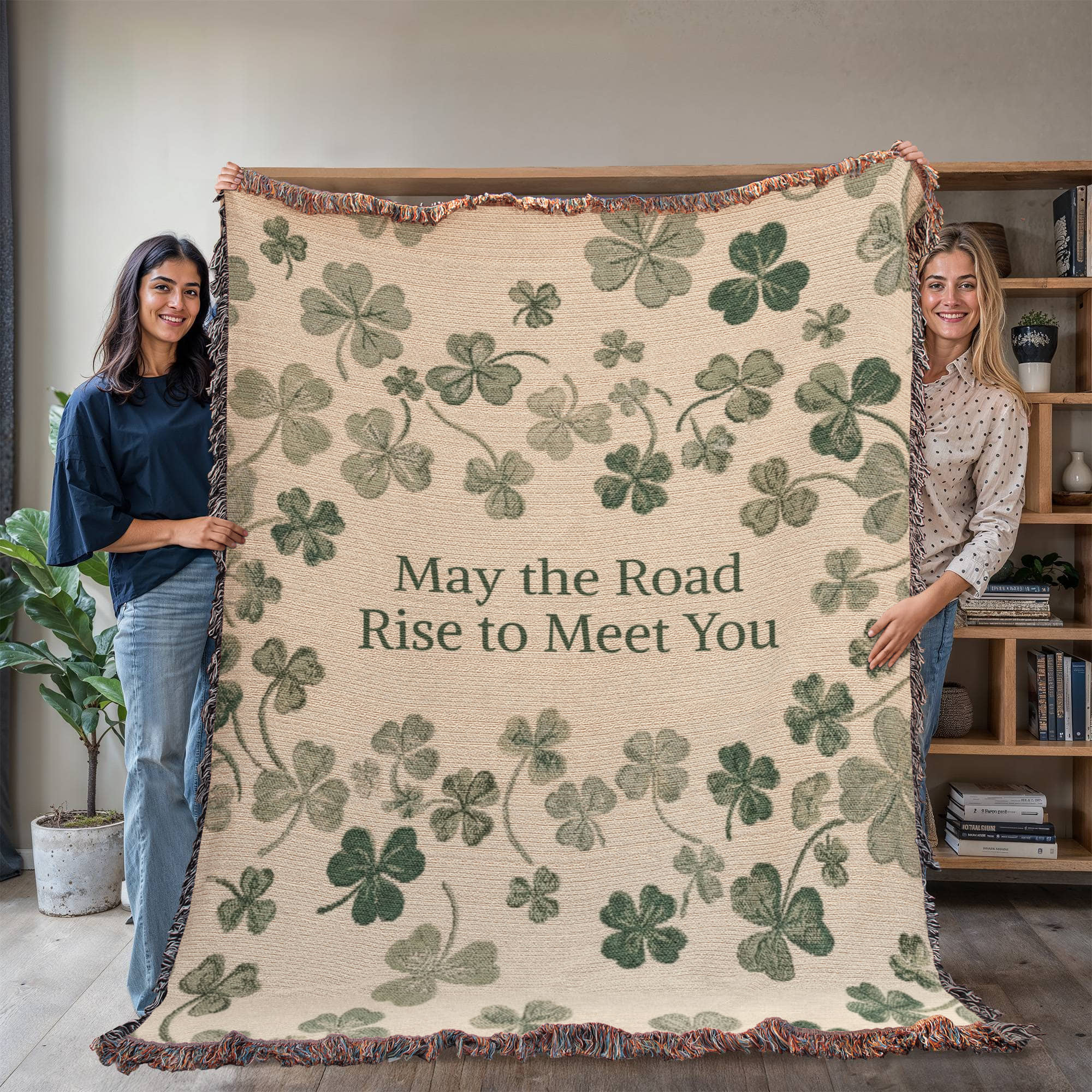 Irish Blessing Blanket  Gift| Shamrock Cotton Throw