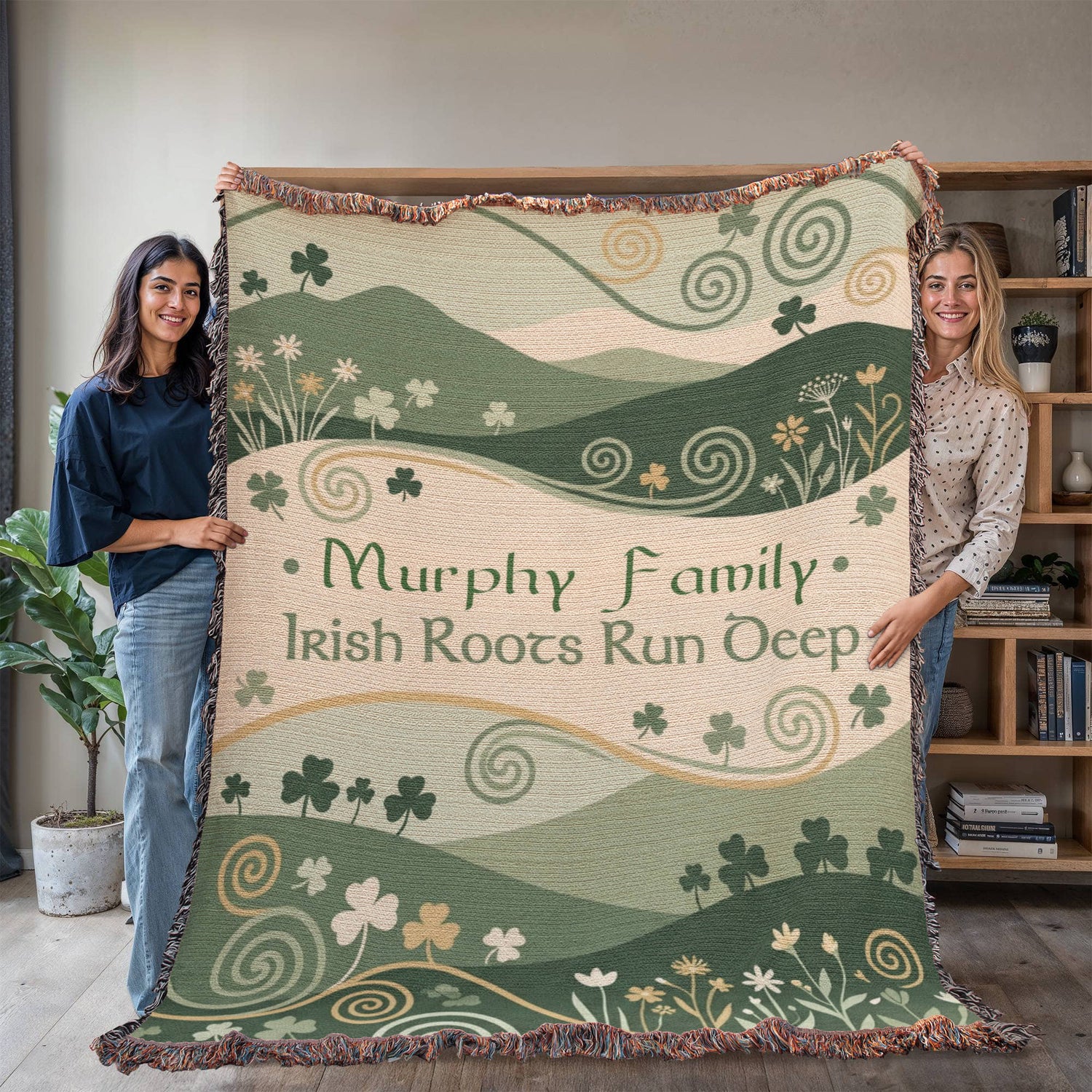 Personalized Irish Family Blanket | Rolling Hills Cotton Throw
