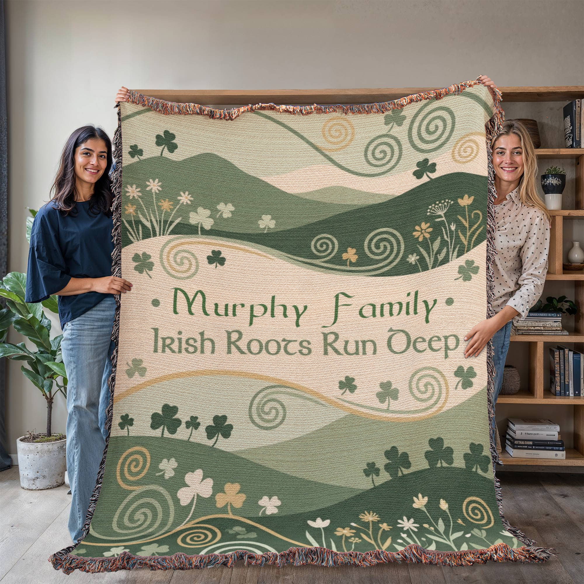 Personalized Irish Family Blanket | Rolling Hills Cotton Throw