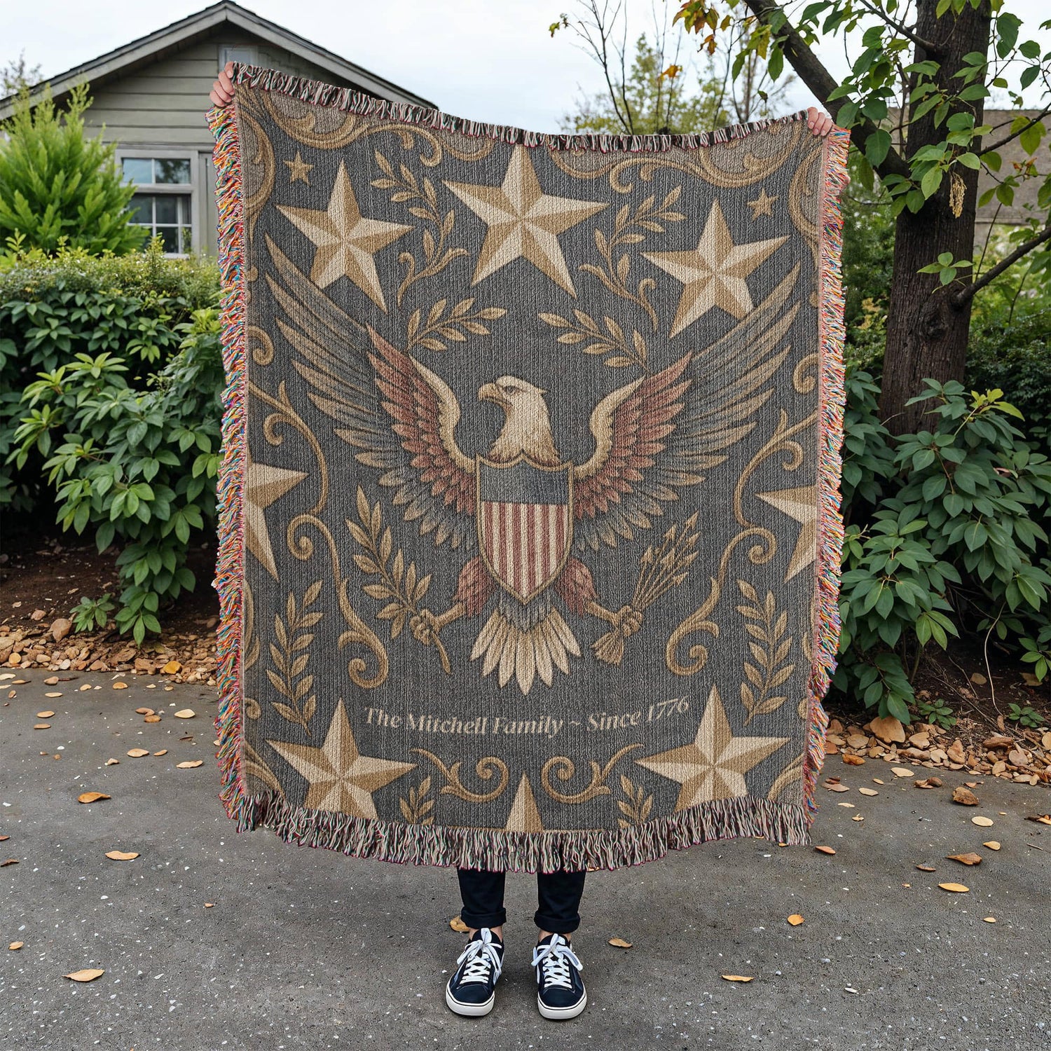 Personalized Patriotic Eagle Blanket