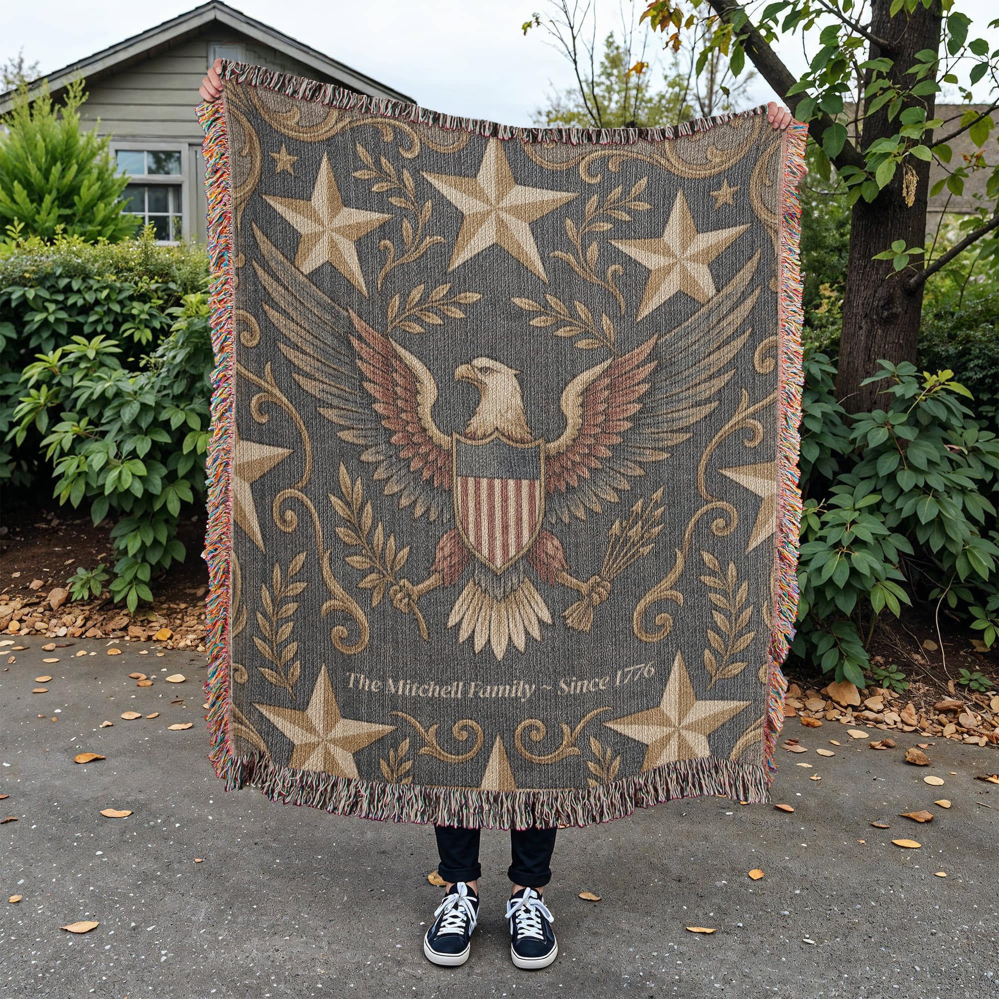 Personalized Patriotic Eagle Blanket