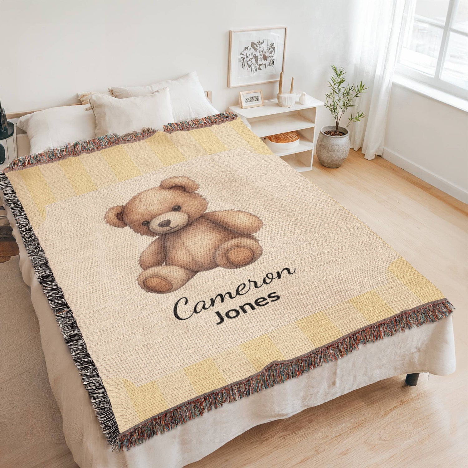 Personalized Baby Blanket | Teddy Bear Cotton Throw