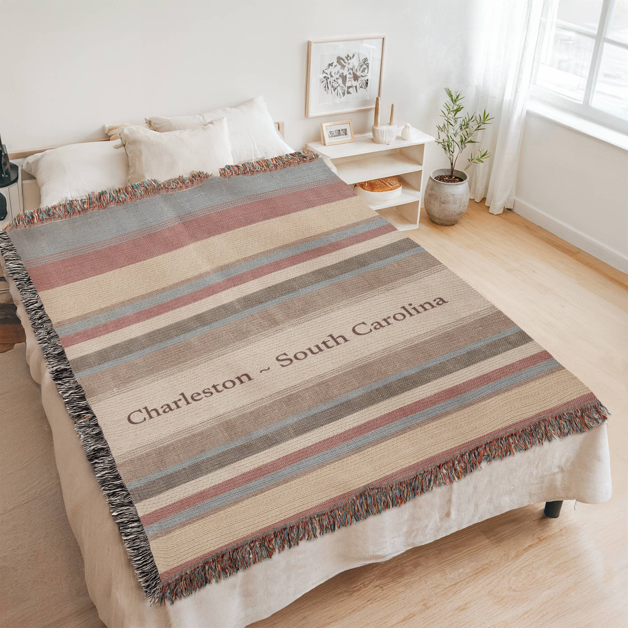 Striped Custom City State Blanket