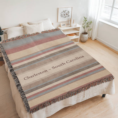 Striped Custom City State Blanket