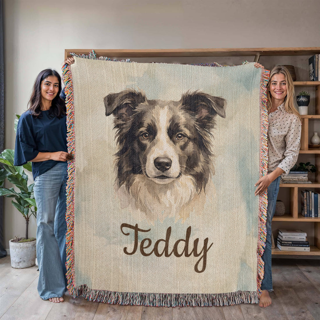 Personalized Dog Breed Blanket | Custom Pet Name Watercolor Throw | Bernese Mountain Dog Gift | Heirloom 100% Cotton | Dog Lover Home Decor | Custom Woven Pet Blanket