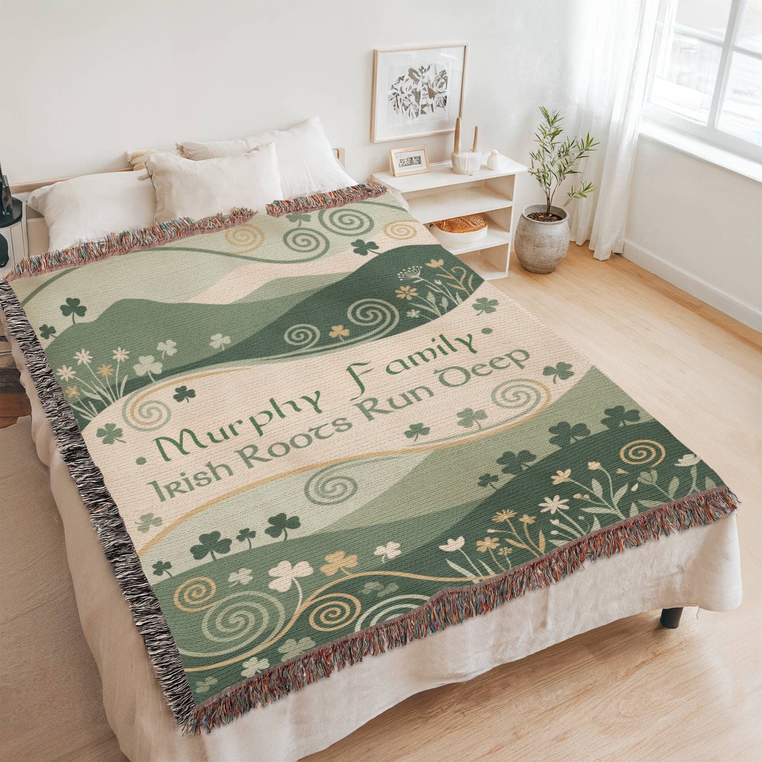 Personalized Irish Family Blanket | Rolling Hills Cotton Throw